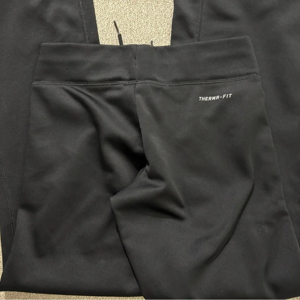 Nike Therma-FIT Flared Bootcut Pants Black Gold Swoosh XS Athletic Warm Up